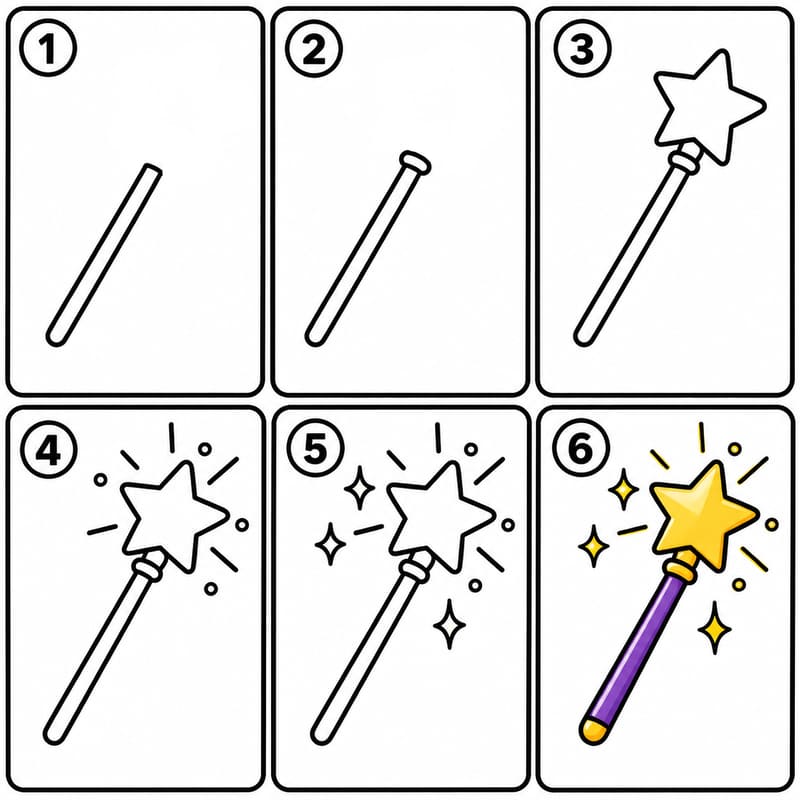 Magic sparkle burst wand Drawing Ideas