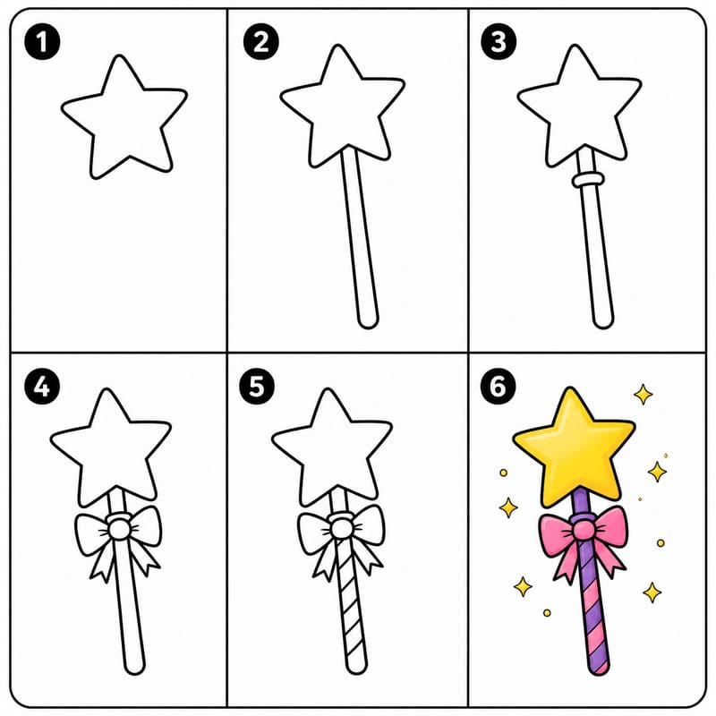 Magic star wand Drawing Ideas