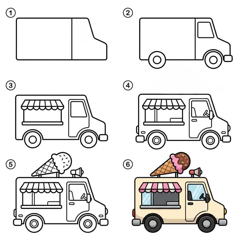 Modern ice cream truck Drawing Ideas