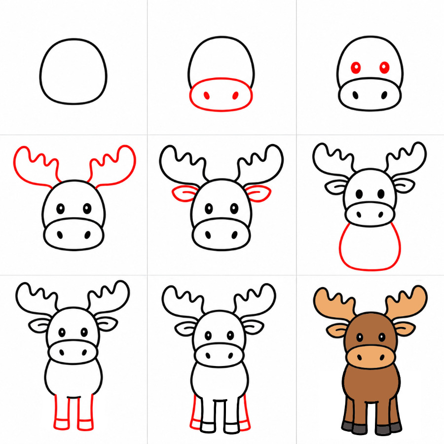 Moose front view Drawing Ideas