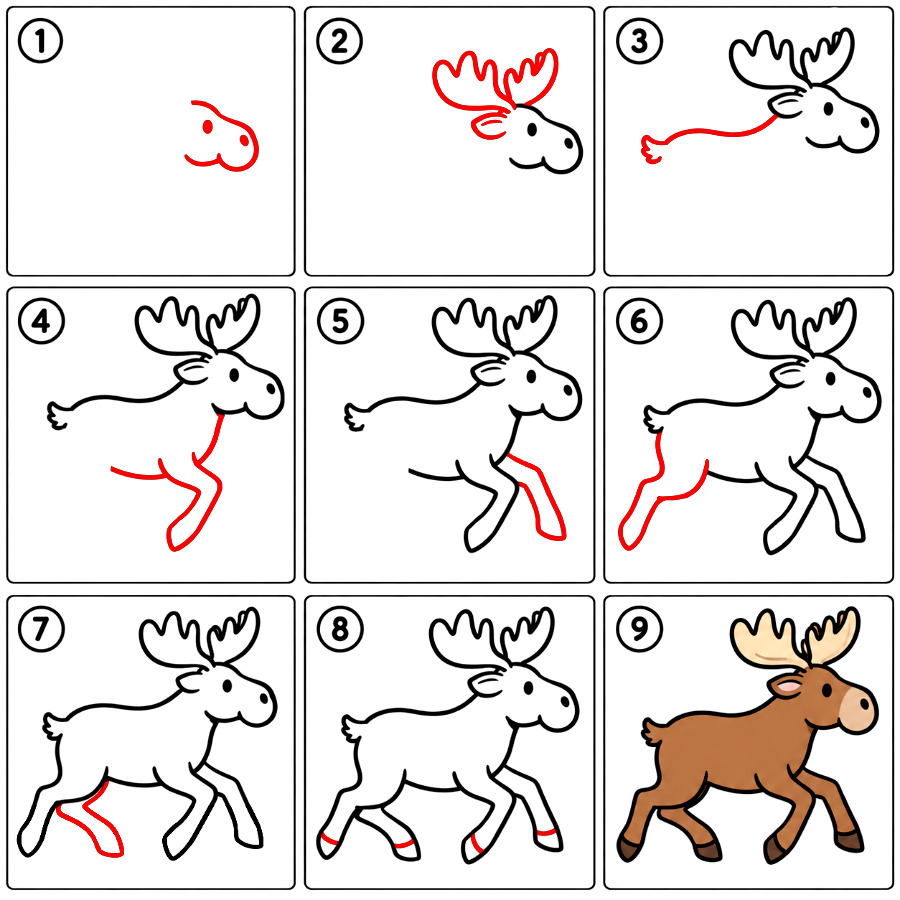 Moose running Drawing Ideas