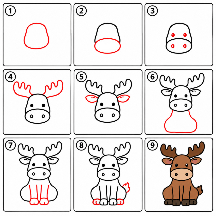 Moose sitting Drawing Ideas