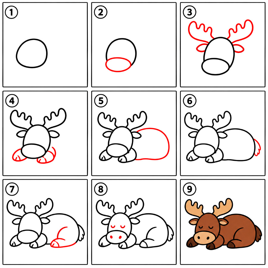 Moose sleeping Drawing Ideas