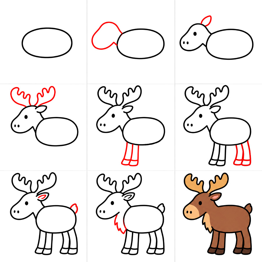 Moose standing Drawing Ideas