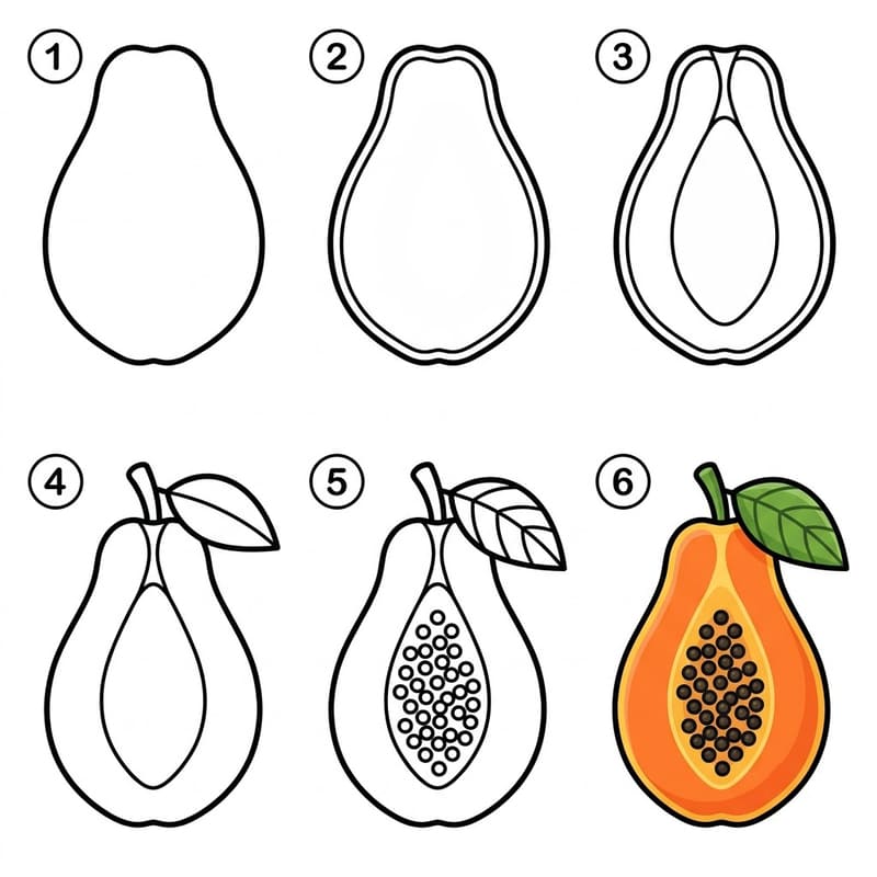 Natural papaya Drawing Ideas