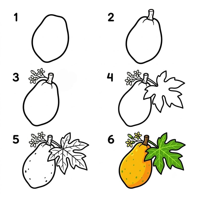 Orange papaya Drawing Ideas