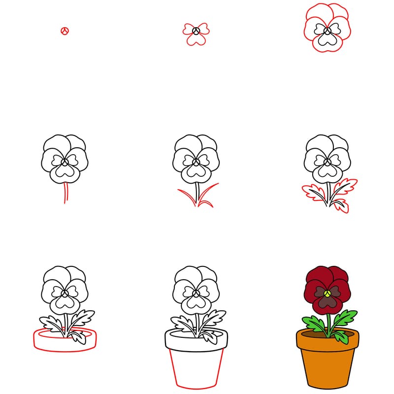 Pansy pot Drawing Ideas