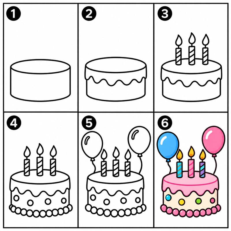 Party cake Drawing Ideas