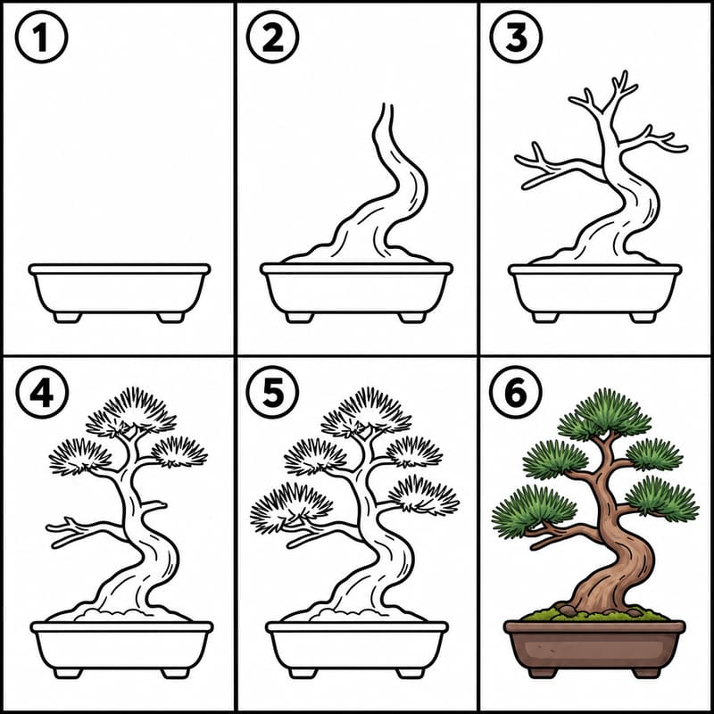 Pine Bonsai Drawing Ideas