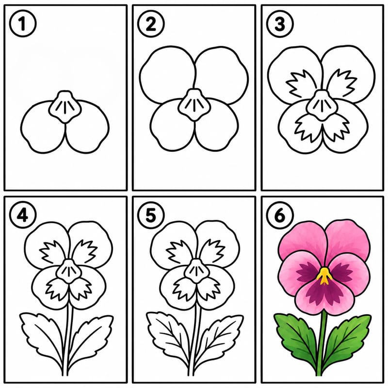 Pink pansy Drawing Ideas