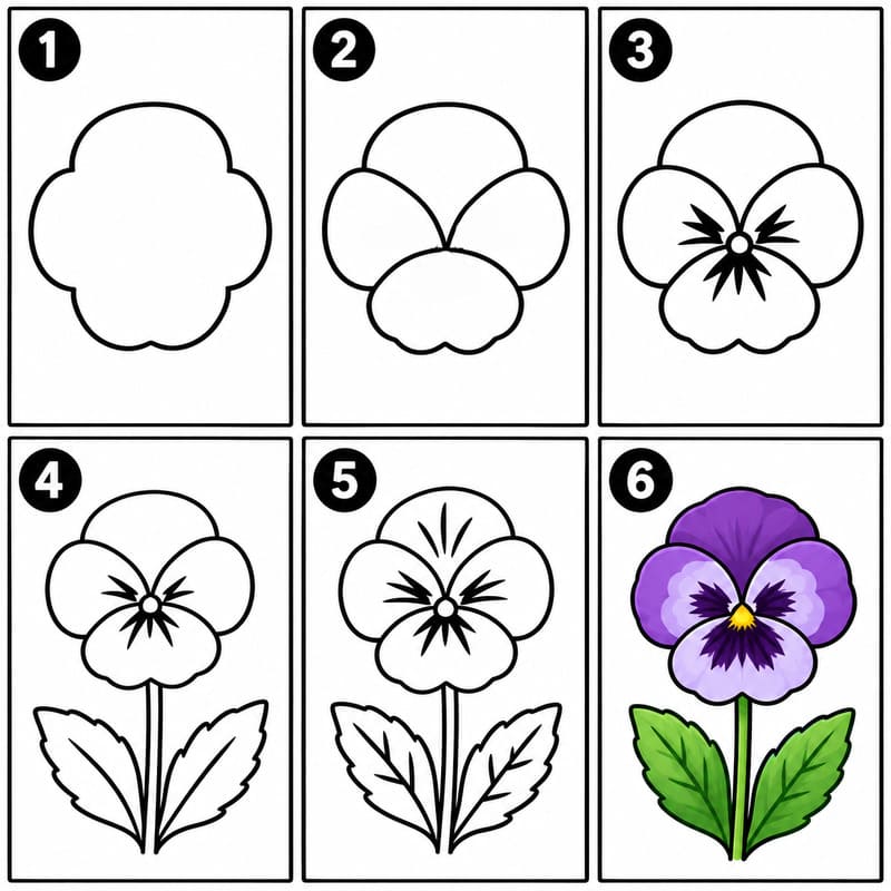 Purple pansy Drawing Ideas