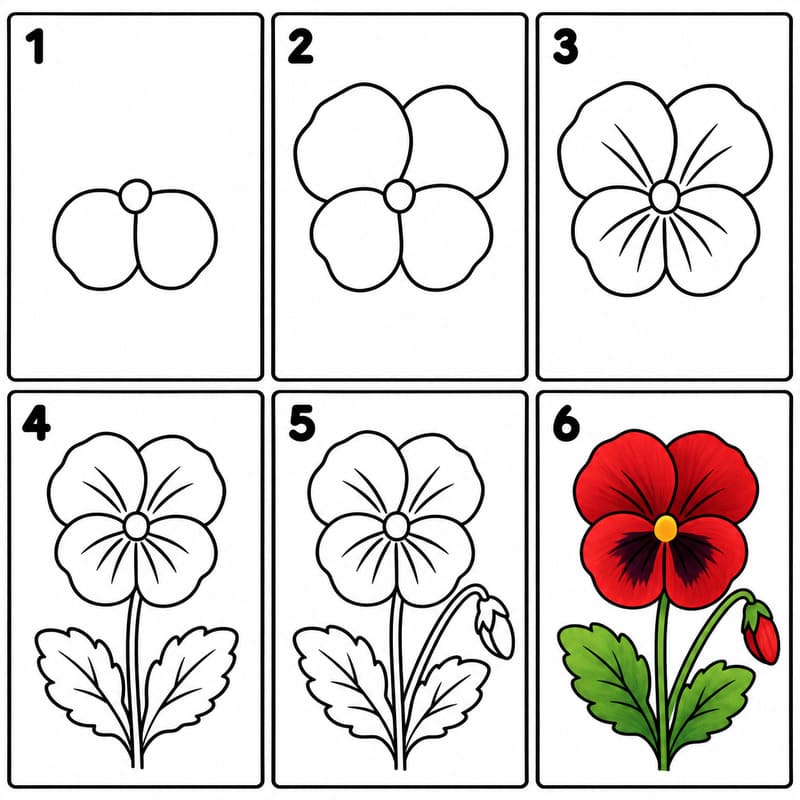 Red pansy Drawing Ideas