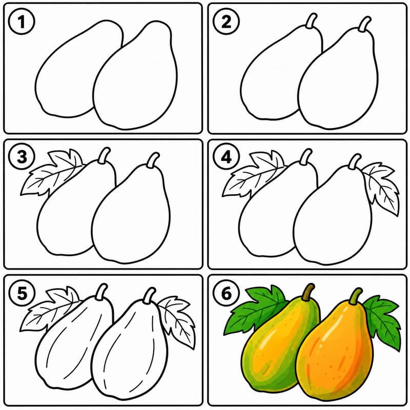 Papaya Drawing Ideas