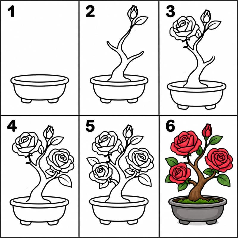 Rose Bonsai Drawing Ideas
