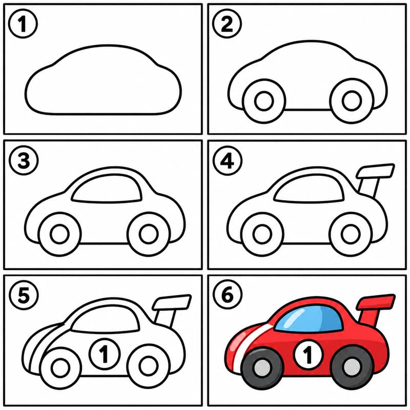 Rounded toy race car Drawing Ideas