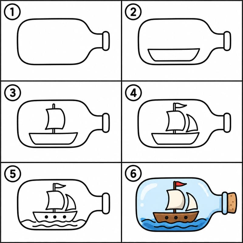 Ship in a bottle Drawing Ideas