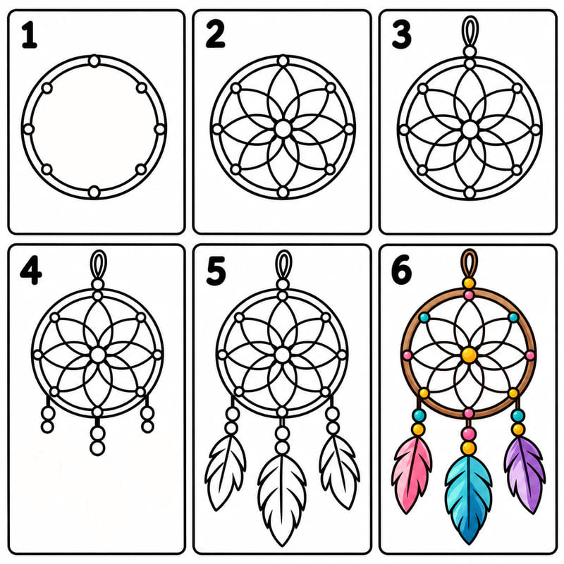 Simple Dreamcatcher Drawing Ideas
