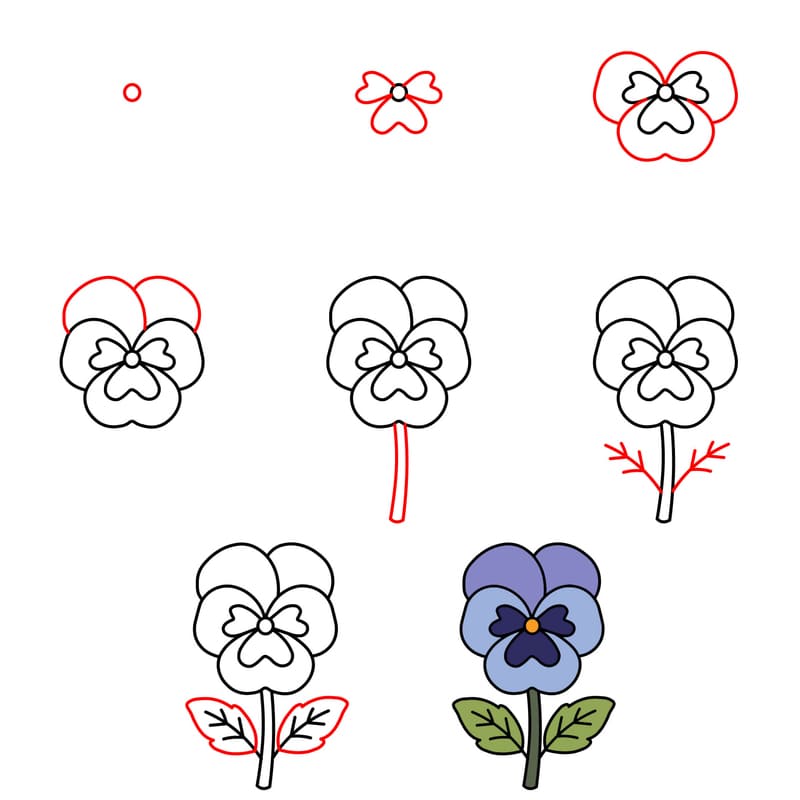 Simple pansy Drawing Ideas