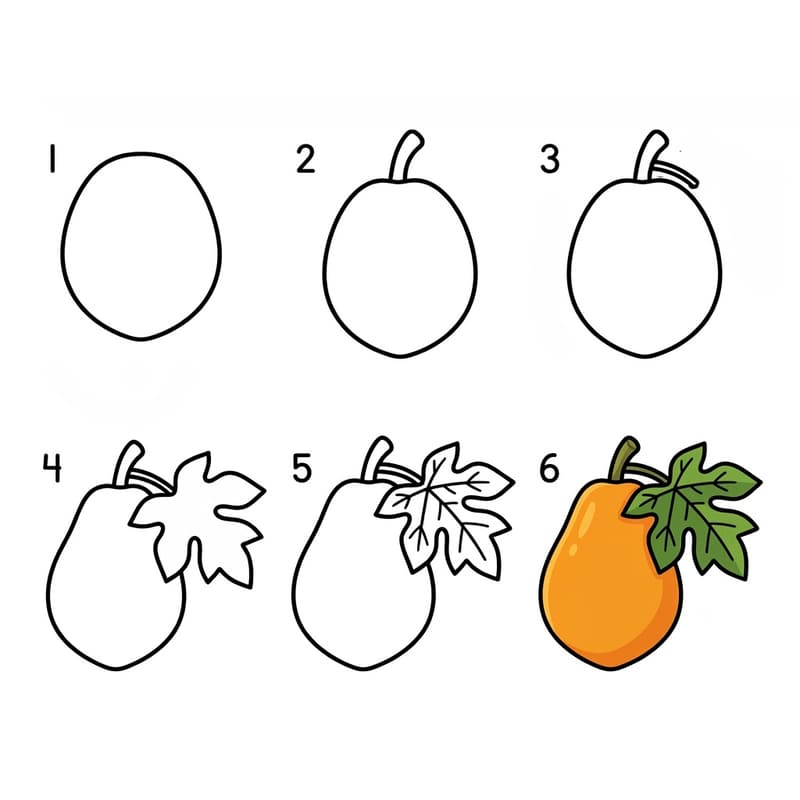 Simple papaya Drawing Ideas