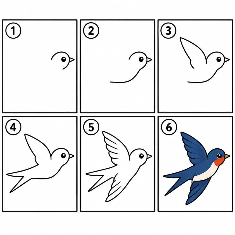 Small swallow bird Drawing Ideas