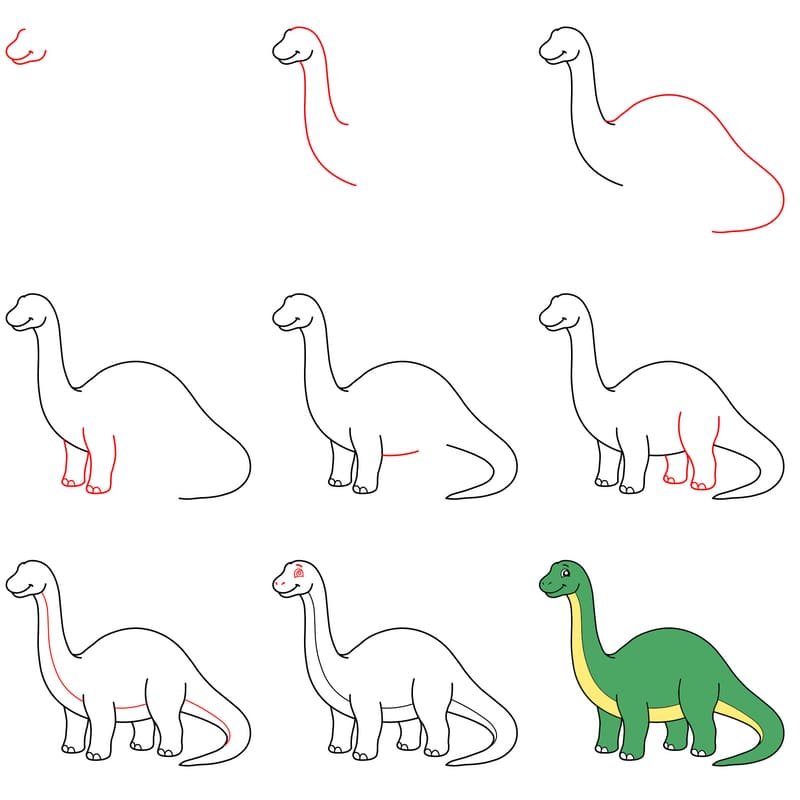 Smiling Brontosaurus Drawing Ideas