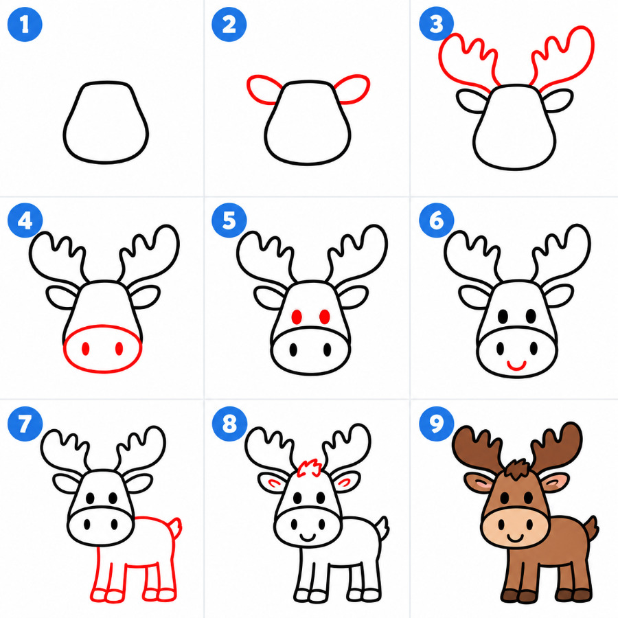 Smiling Moose Drawing Ideas