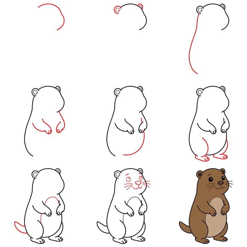 Smiling groundhog Drawing Ideas