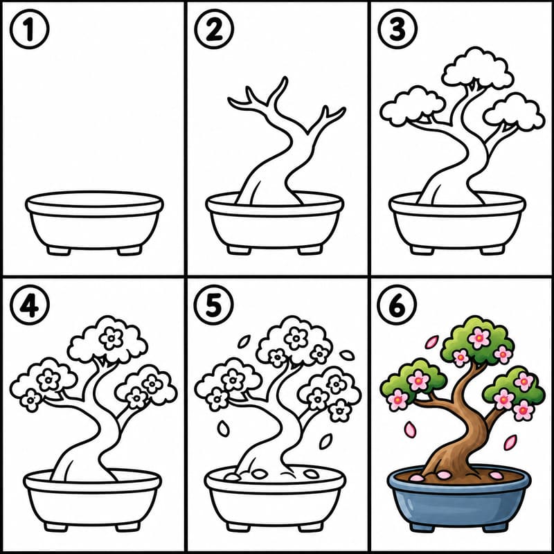 Spring Bonsai Drawing Ideas