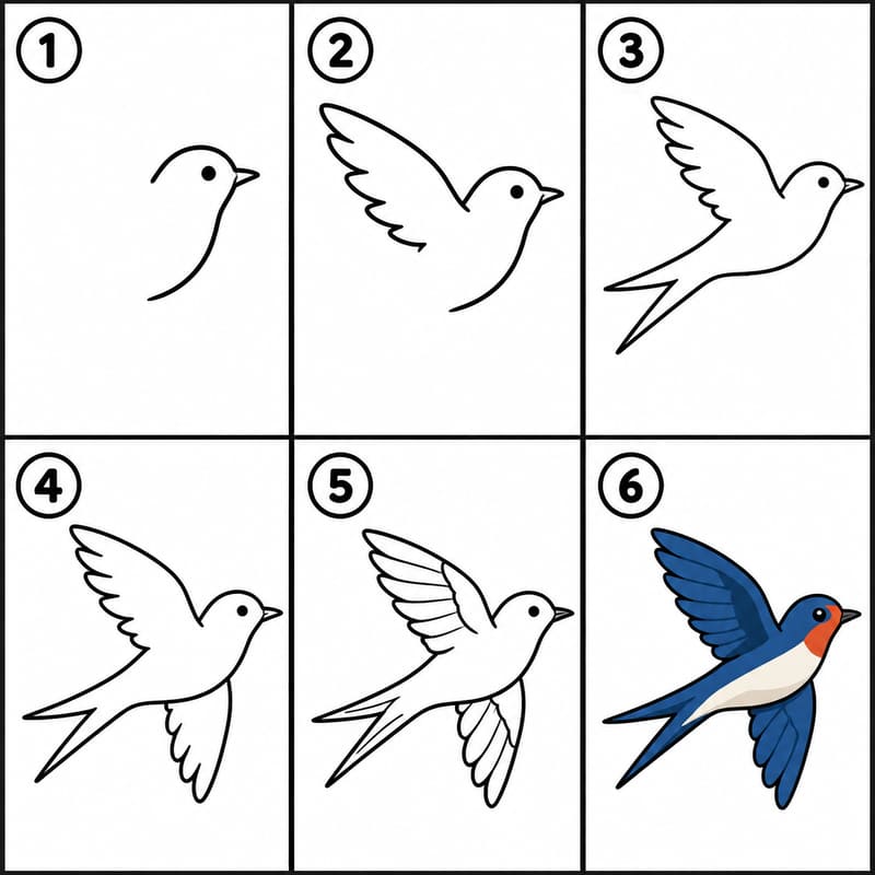 Swallow bird flying Drawing Ideas