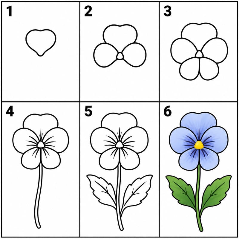 Sweet pansy Drawing Ideas