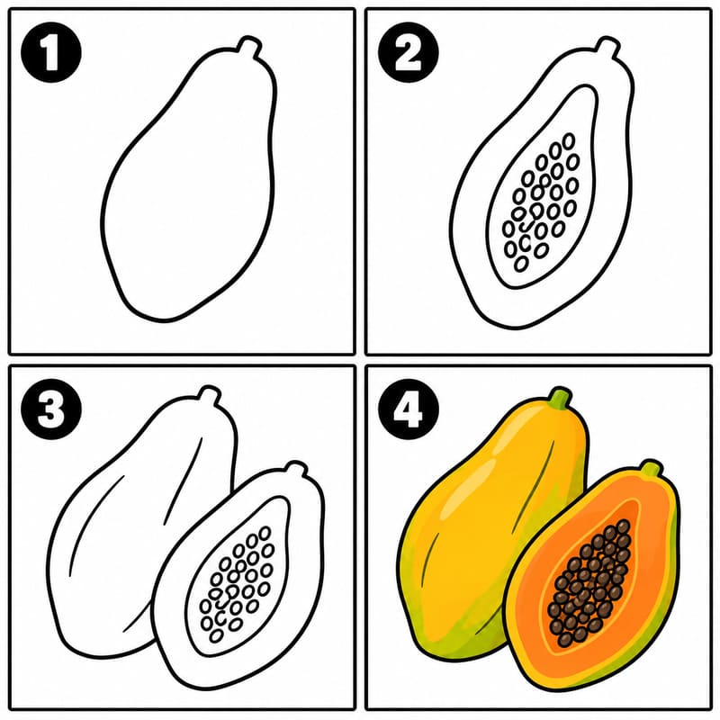 Sweet papaya Drawing Ideas