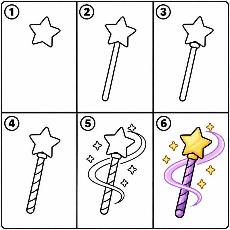 Swirl magic trail wand Drawing Ideas