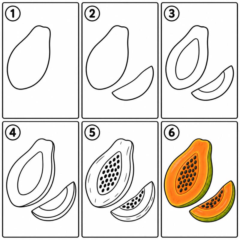 Tasty papaya Drawing Ideas