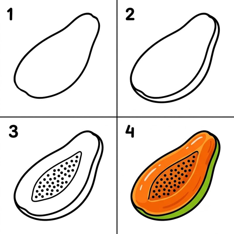 Tender papaya Drawing Ideas