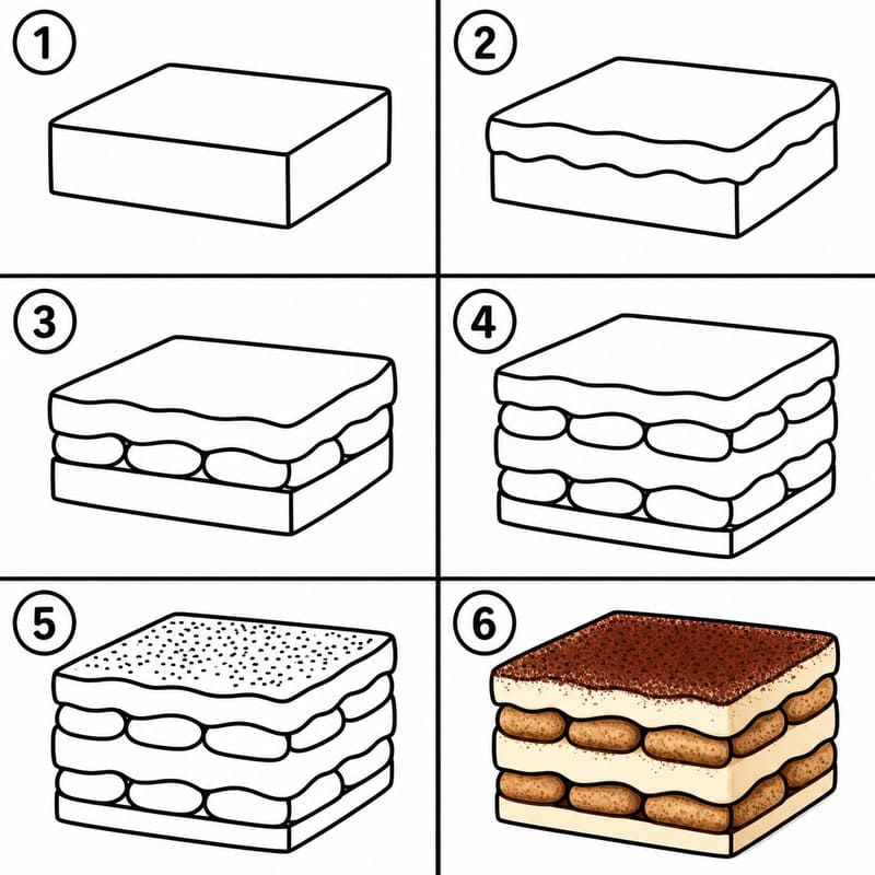 Tiramisu cake Drawing Ideas