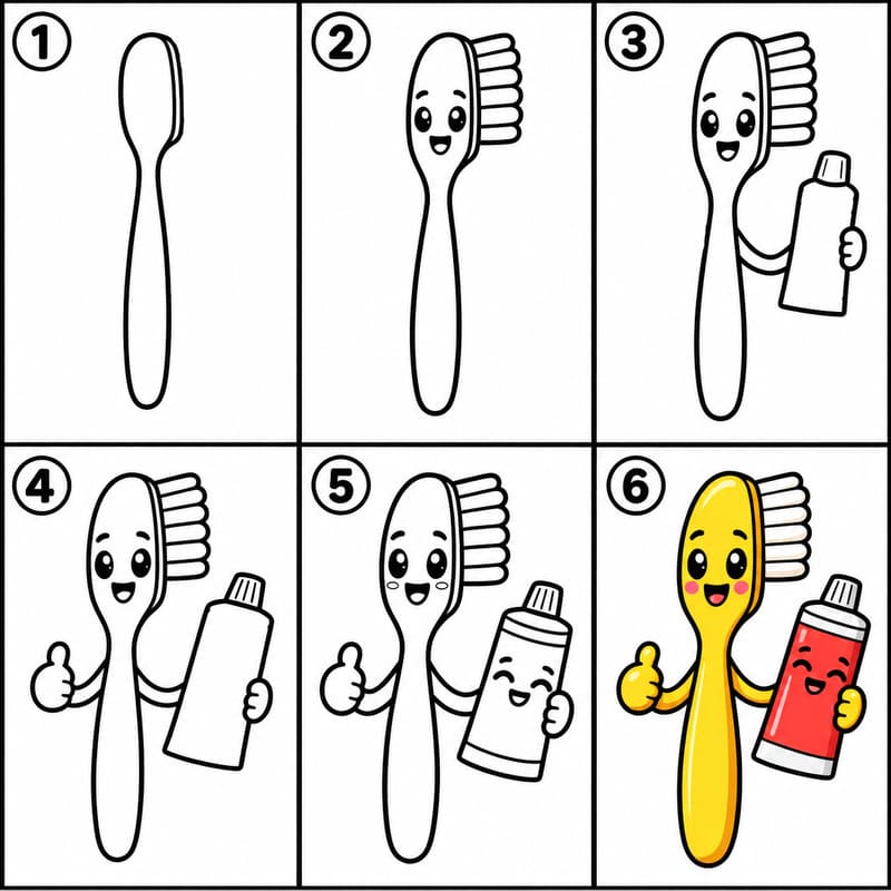 Toothbrush holding a toothpaste Drawing Ideas