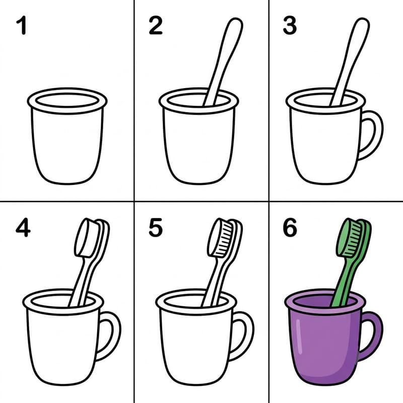 Toothbrush in a cup Drawing Ideas