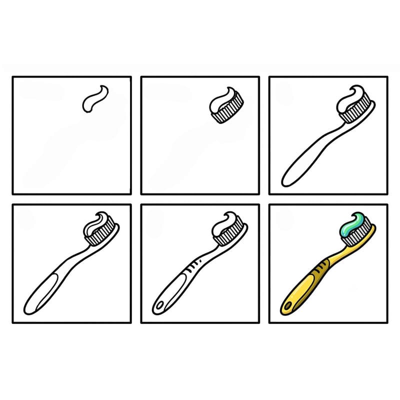 Toothbrush with paste Drawing Ideas