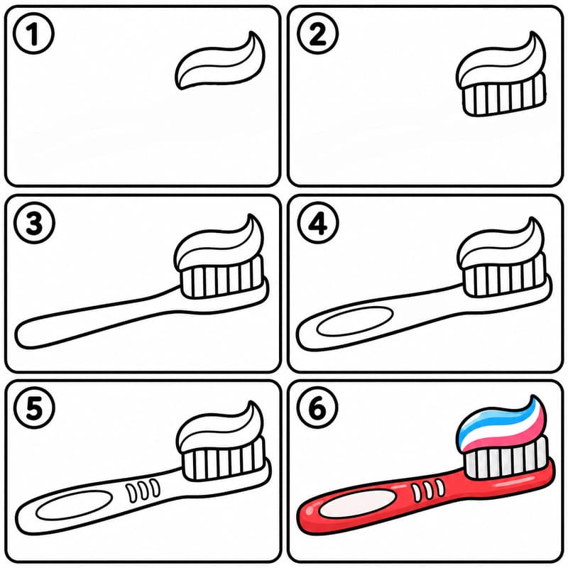 Toothbrush with toothpaste swirl Drawing Ideas
