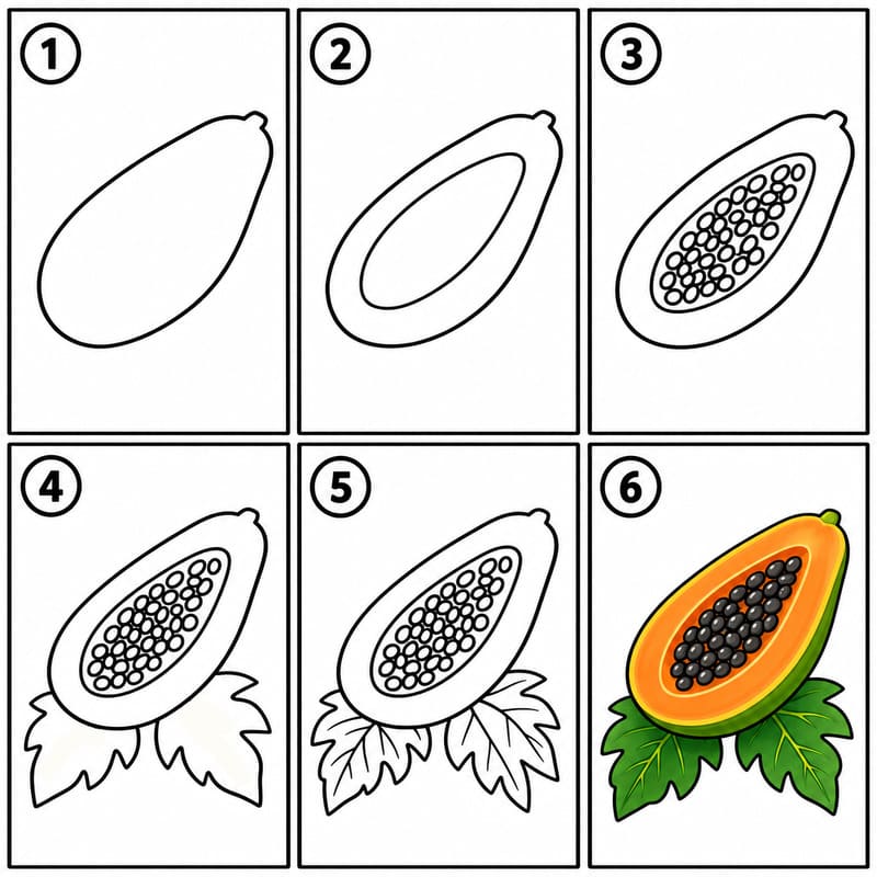 Tropical papaya Drawing Ideas