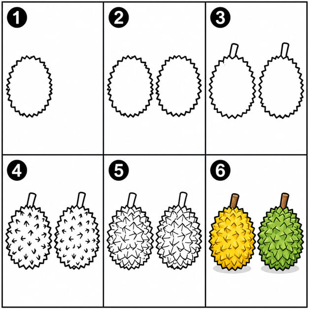 Two Durians Drawing Ideas