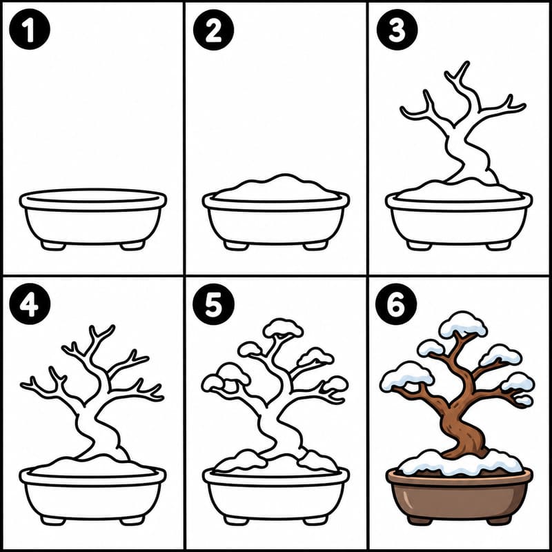 Winter Bonsai Drawing Ideas