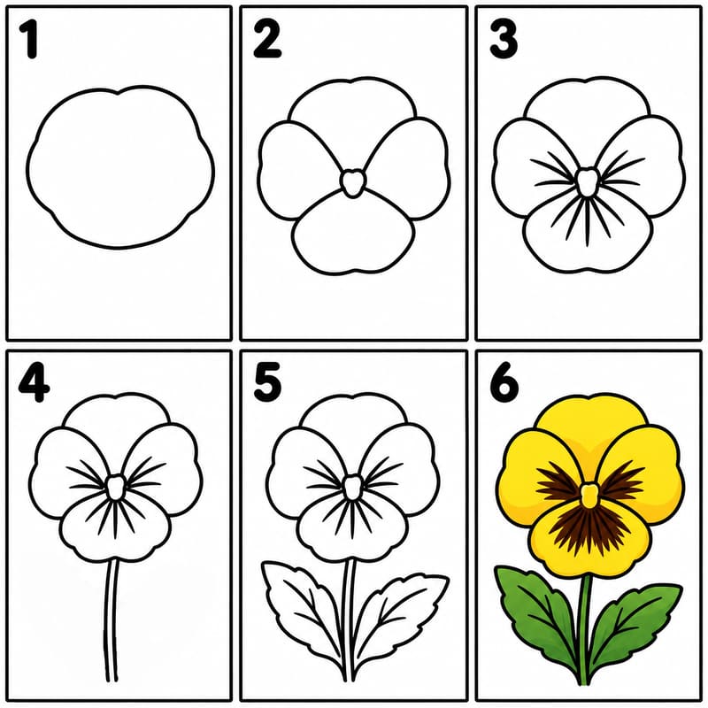 Yellow pansy Drawing Ideas