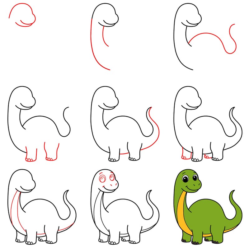Young Brontosaurus Drawing Ideas