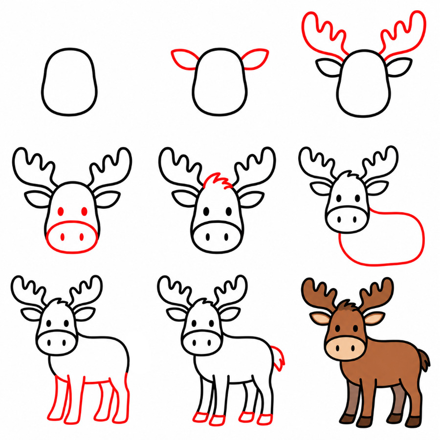 Young Moose Drawing Ideas