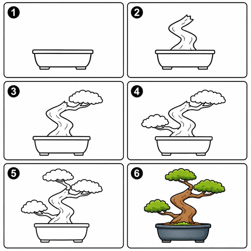 Zigzag Branch Bonsai Drawing Ideas