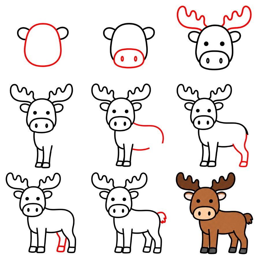Moose for kids free Drawing Ideas