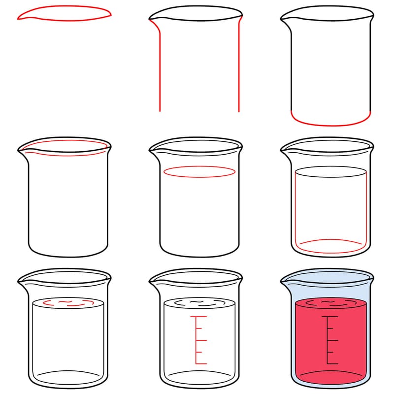 Beaker with chemical liquid Drawing Ideas