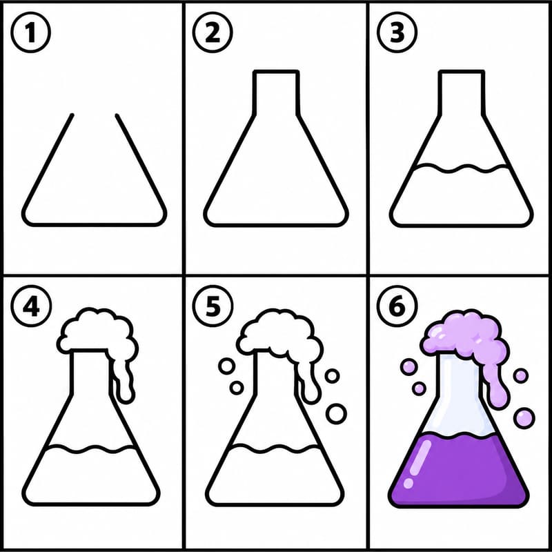 Beaker with foam overflowing Drawing Ideas