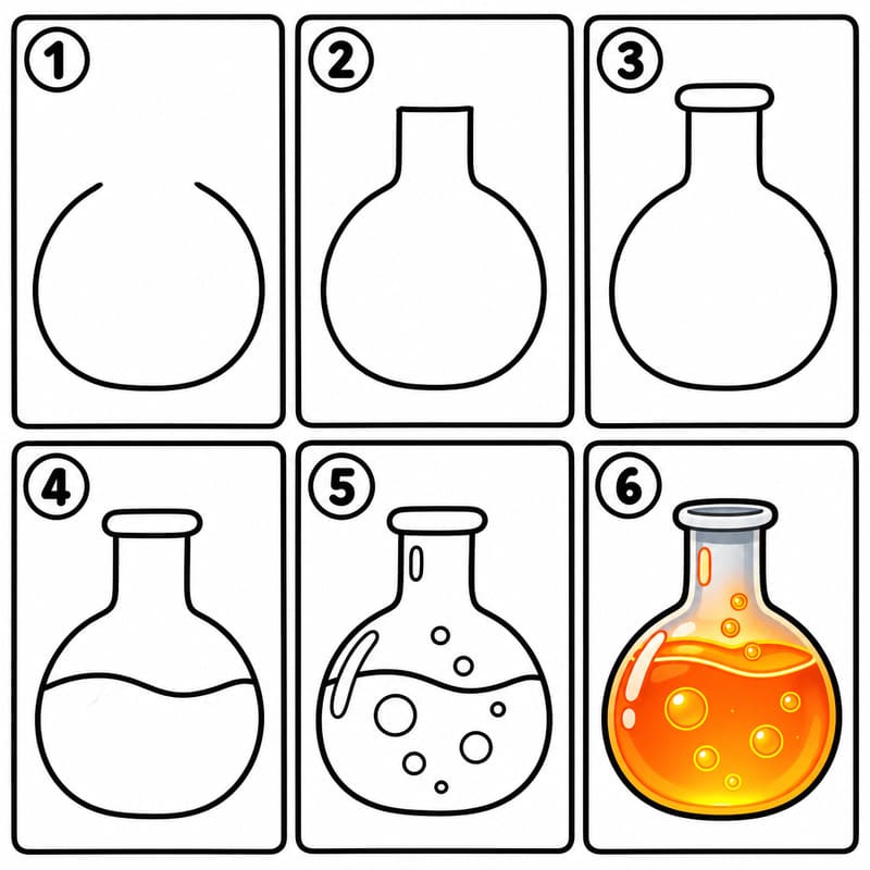 Beaker with glowing liquid Drawing Ideas